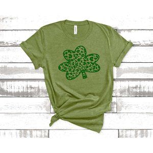 Green Leopard Shamrock Tee